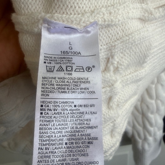 Like new size L Old Navy Women's Cream Slouchy Cable-Knit Button Front Cardigan - Picture 7 of 10